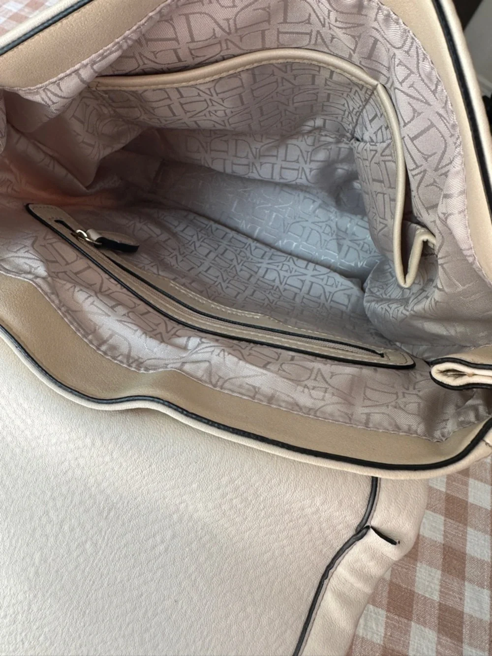 Danielle Nicole Cream Backpack with Gold Bar Accent - Picture 6 of 6
